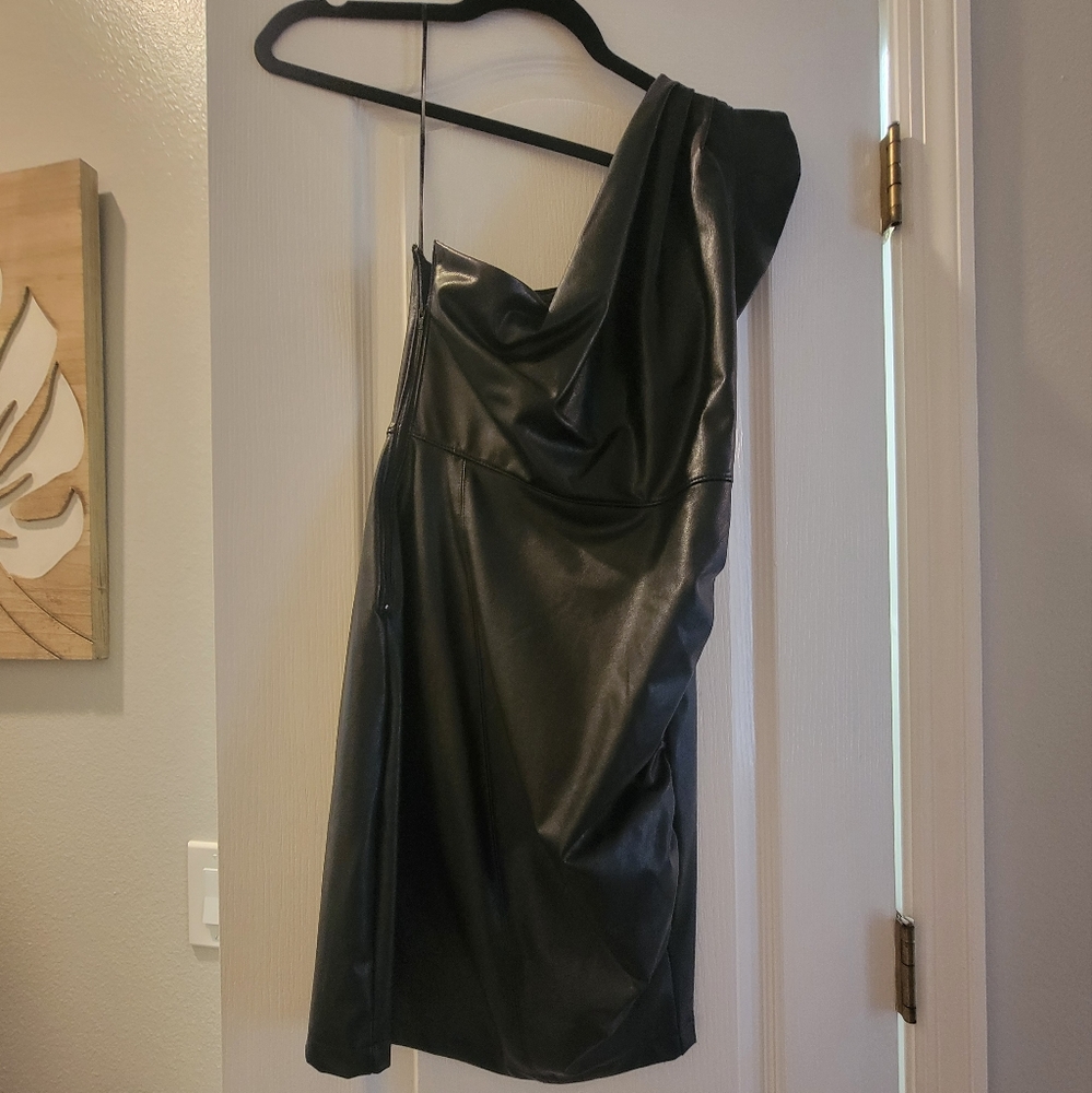 Express faux leather dress